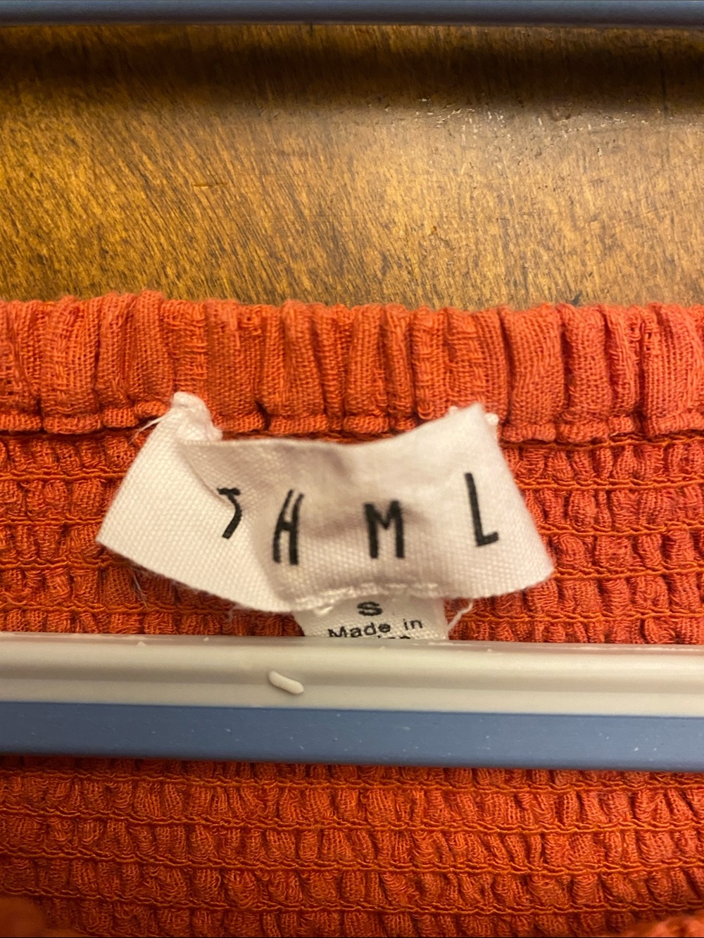 THML Orange Smocked-Neck Tassel Sleeve Blouse - Picture 4 of 11